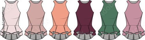 Assortment of Stylish Dresses in Various Colors for Fashion Design and Clothing Concepts
