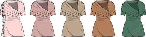 Collection of Elegant Dresses in Various Earth Tones, Showcasing Different Styles and Designs for Fashion and Apparel