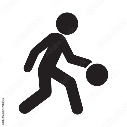 Silhouette basketball player dribbling ball icon vector illustration