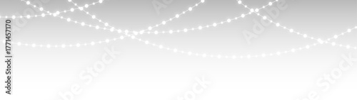 png party decoration garland with glowing bulbs, ribbons, led lights, isolated on transparent background for birthday, christmas, holiday, stage, or festive celebration