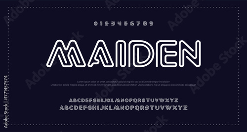 Creative abstract modern digital technology fonts. Minimalist slim typography monogram font style. Vector illustration and tech logo