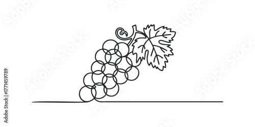 Abstract grape cluster with vine leaf outline