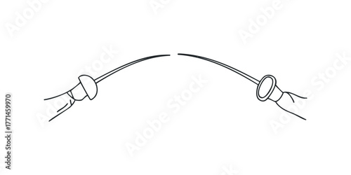 Two hands holding fencing foils