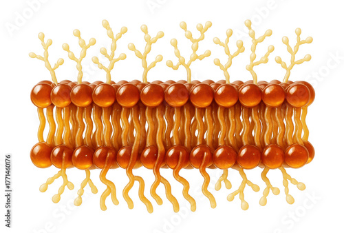 Lipid layer linked to polysaccharide chains, forming a protective barrier.