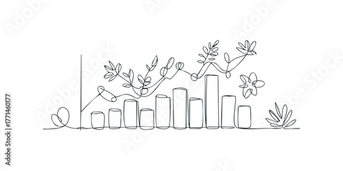 Growing bar graph with abstract floral elements