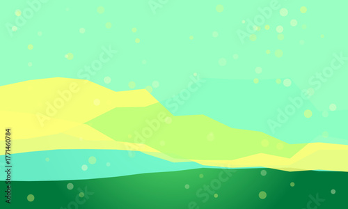 Abstract landscape with layered hills and bokeh effect