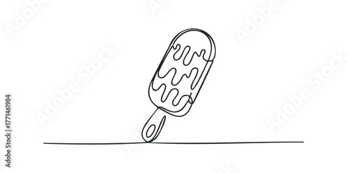 Minimalist line drawing of a melting ice cream bar