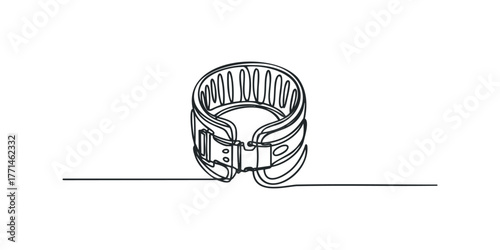 Single line drawing of a sturdy belt buckle with buckle mechanism