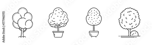 Vector topiary tree bush illustration scalable green elegant garden art