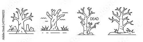 Vector illustration of a dead tree snag perfect for nature graphics