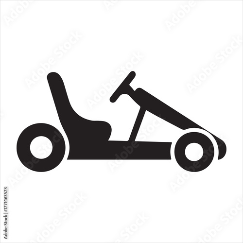 Silhouette go kart simple monochrome extreme sport machine vector illustration