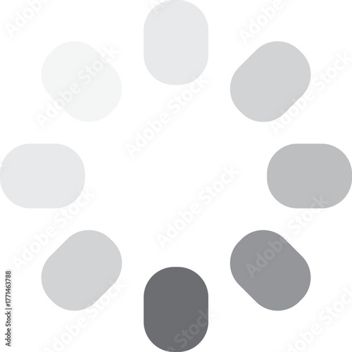 Monochrome circular progress indicator with gradient shaded segments on a white background.