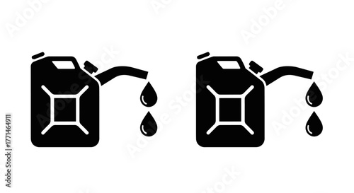 Two black gas cans with dripping fuel a safety hazard illustration