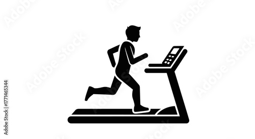 A silhouetted figure running on a treadmill fitness and exercise concept