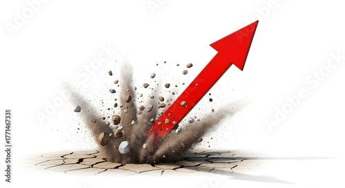 Red 3D Upward Arrow Symbolizing Growth and Success