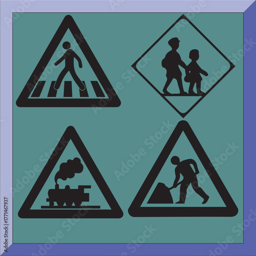 Traffic Signal Stock Illustration the image shows fore common road signs 