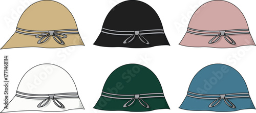 Collection of Elegant Cloche Hats in Various Colors A Stylish Fashion Accessory
