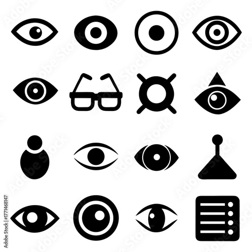 Ophthalmology examination — glasses and vision chart on white background.