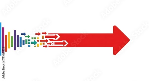 Red 3D arrows symbolizing growth and success direction
