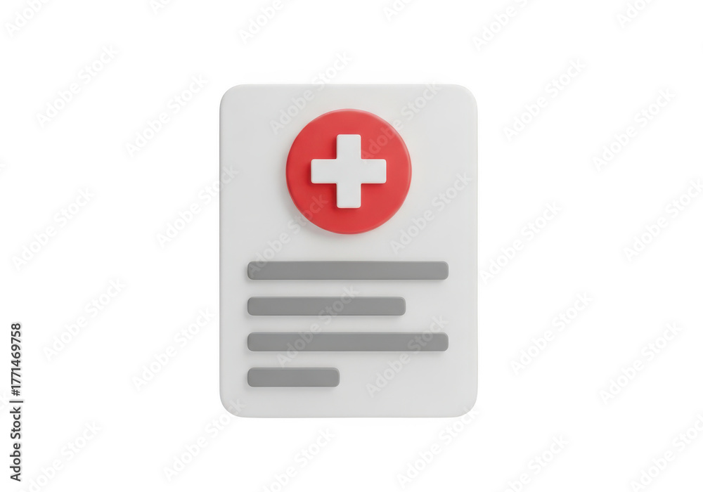 Obraz premium Medical record with cross symbol isolated on transparent background