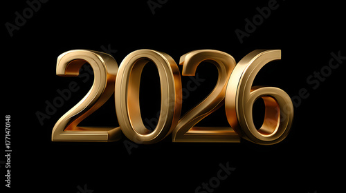 Golden 2026 Numbers on Black Background – New Year Celebration Concept