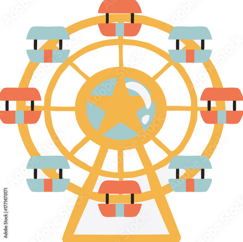 a colorful ferris wheel with a star