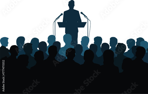 Silhouette of a Speaker Addressing a Crowd - Public Speaking