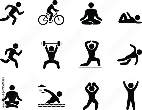 Fitness Icons Diverse Activities for Health and Wellness