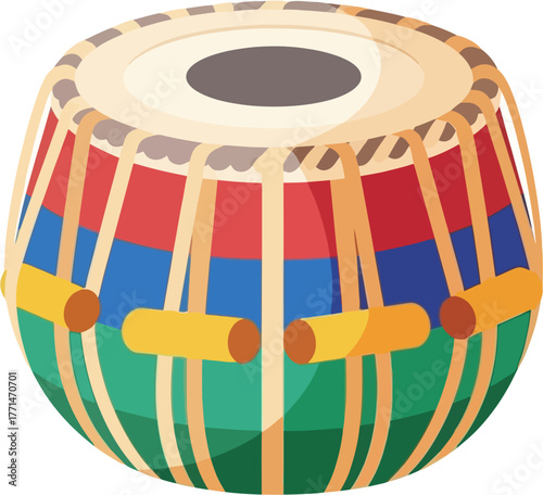 Indian Tabla Drum Vector Illustration — Traditional Percussion Instrument Icon for Music, Culture, and Festival Art Design