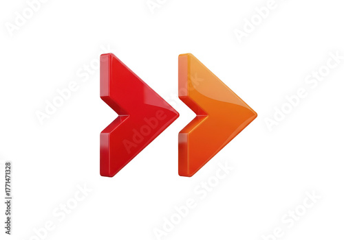 Free Download Red and orange forward arrows isolated on transparent background - GFXLoad