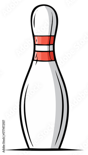 Bowling Pin with Red Stripes