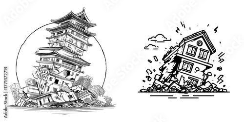 A modern EPS symbol illustration representing an earthquake disaster icon