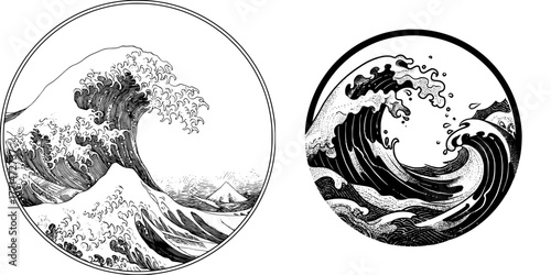 A flat illustration of an ocean wave twirl can be used for various design purposes, including decoration, websites, mobile apps, printing, banners, logos, and posters