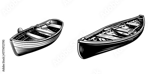 Rowing and row boats, including kayaks, are often depicted in modern artwork through the use of black and white silhouettes, forming icons, symbols, signs, and graphic clipart, which serve as
