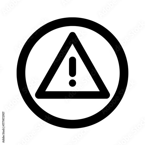 The exclamation mark icon within a red circle, signifying caution and risk, is a modern flat style graphic illustration intended for use in digital media such as websites, applications, and mobile