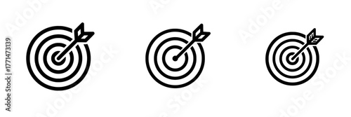Icon of a target, symbol with an arrow on a white background