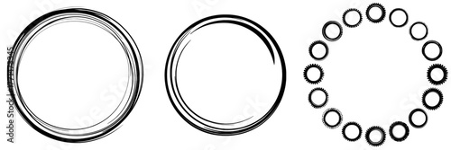 A set of hand-drawn circle highlights and lines created with a sketch pen or pencil for designing notes and messages