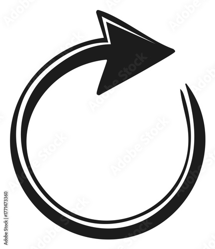Black Circular Arrow Icon Representing Reload Refresh Loop Rotation And Reset