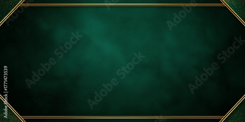 Elegant dark green background with a soft velvet texture and golden geometric frame, perfect for Christmas invitations, luxury branding, or festive design projects.
