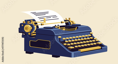 Retro typewriter poised to craft compelling narratives and professional communications, perfect for nostalgia or vintage designs