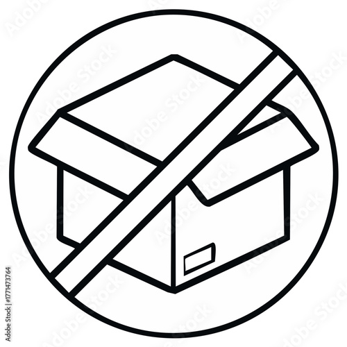 Prohibited Packaging Symbol No Box Allowed Warning Sign for Shipping Logistics
