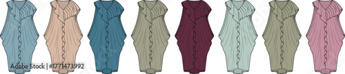 Elegant and Flowing Dress Silhouettes A Range of Colors and Styles for Fashion Design