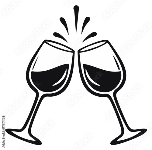 Two Wine Glasses Clinking in Celebration