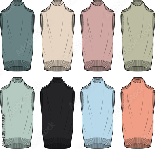 Colorful Knitted Sleeveless Sweater Mockups Fashionable Apparel Options
