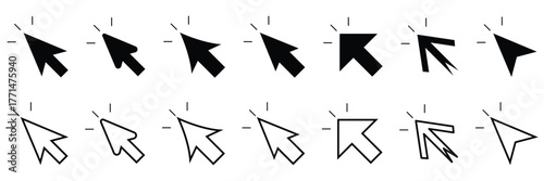 pointer sign and symbol. hand cursor icon. Computer mouse click cursor isolated on transparent. Cursor icon click set. Cursor set in hand mouse form, hand pointer. cursor or computer mouse pointer ico