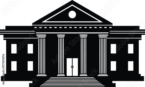 Courthouse Building Vector Icon Illustration Government Architecture Justice Court Law Legal System Structure Official Authorities
