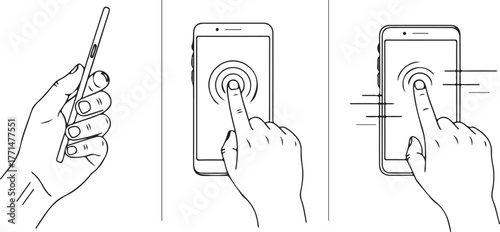 Hand Gestures and Smartphone Interaction Icons illustration