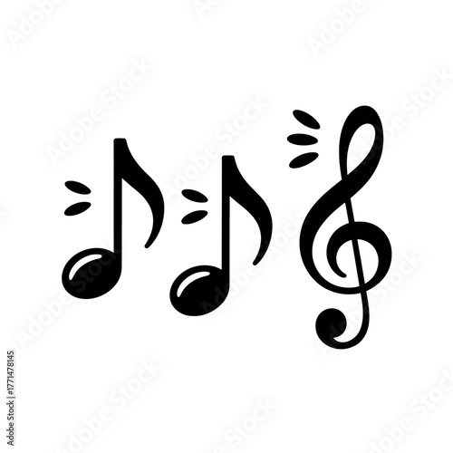 Elegant music notes in black and white harmony symbol of musical expression creative arts and melodic composition