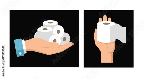 Hands holding toilet paper offer comfort and hygiene, symbolizing preparedness and availability for sanitation needs during daily life