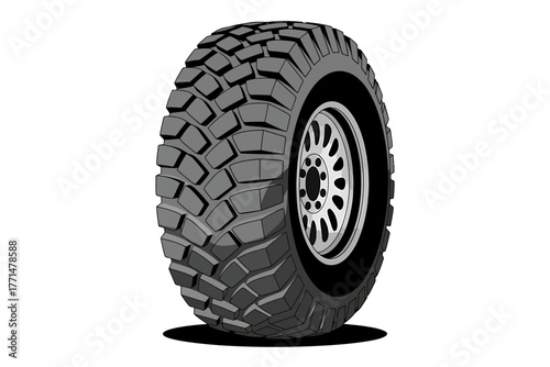 Off Road Mud Terrain Tire with Deep Tread and Stylish Rim for Adventure and Rugged Terrain Vehicles
